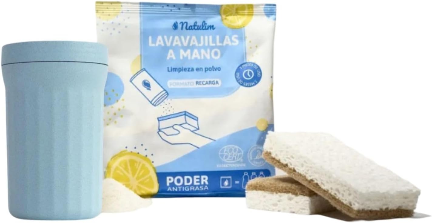 Polvo Lavavajillas a mano Pack (bote + refill) limón Natulim