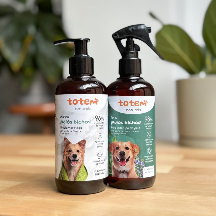 Pack Repelente Champú 250 ml + Spray 250 ml natural para Perros, Totem Naturals